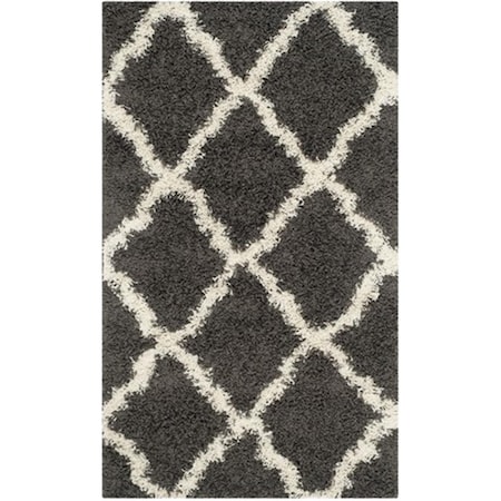 Safavieh Dallas Shag Power Loomed Rectangle Rug- Dark Grey - Ivory- 3 x 5 ft. SGD257A-3